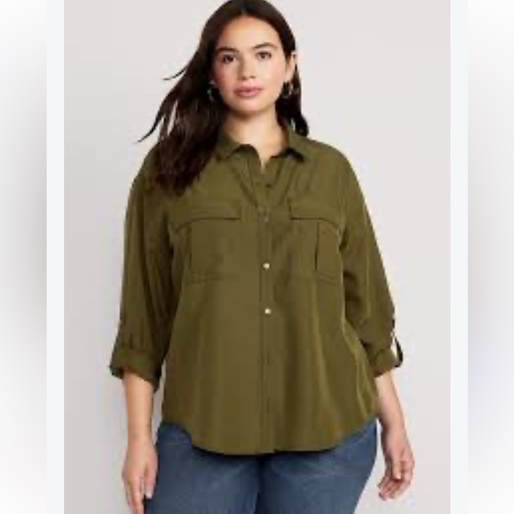 Old Navy / Button-down Utility Shirt in Conifer/Olive Green size XL